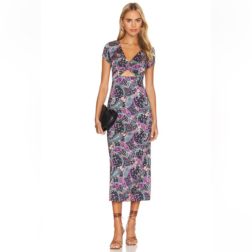 House of Harlow 1960 Marseille Dress black paisley multi sz small EUC